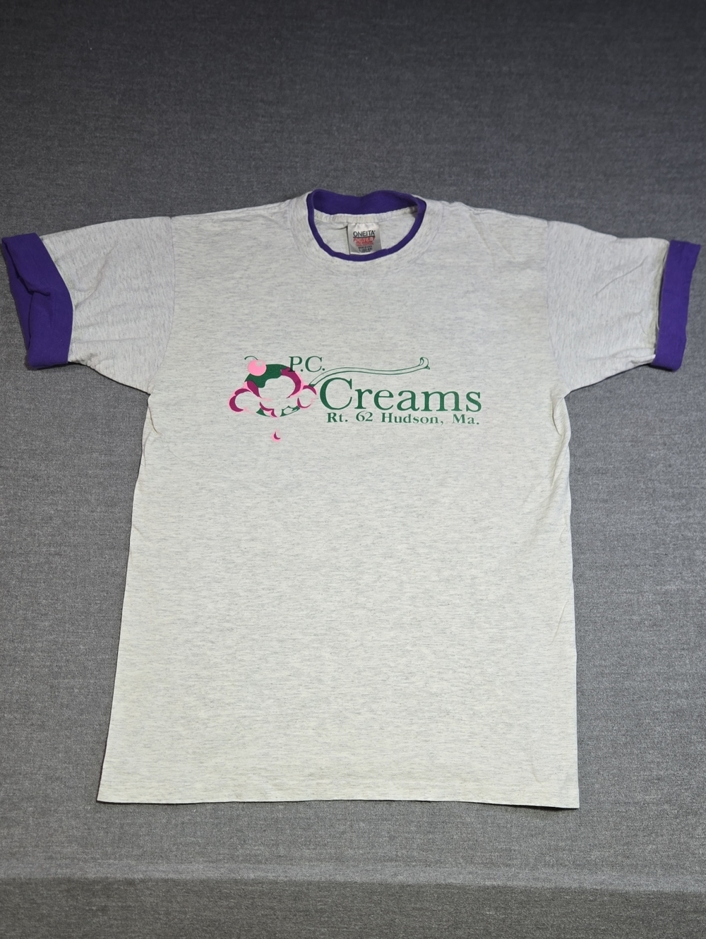 Vintage Oneita P.C. Creams Hudson MA Double Layer T Shirt USA Large
